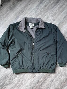 Vintage LL Bean Jacket Mens XXLT Green Warm Up Fleece Lined Full Zip Pocket